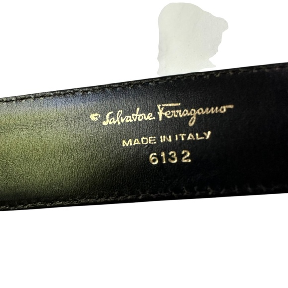 Genuine SALVATORE FERRAGAMO Black Patent Leather Belt 34 Made In Italy Unisex main image 7
